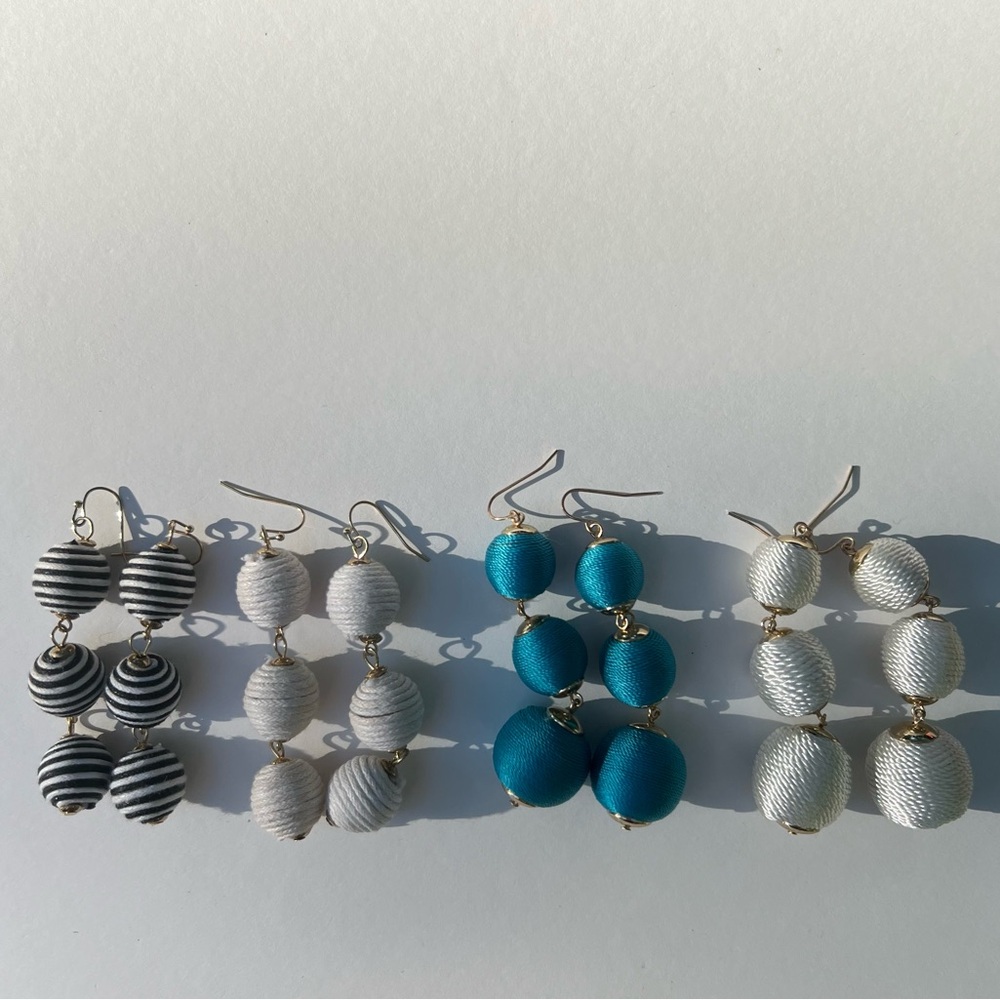 4 Pairs of Drop Ball Earrings Bundle